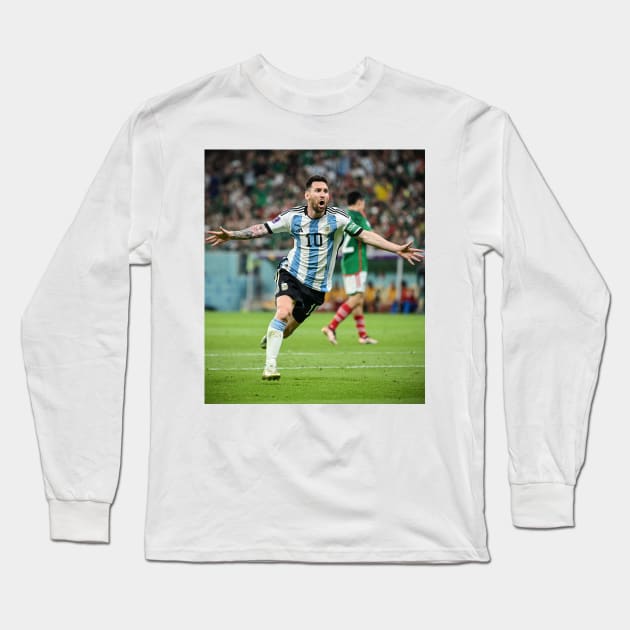 Messi Goal Against Mexico Long Sleeve T-Shirt by GrizzlyPeakApparel